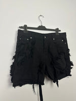 Shredded Denim Trucker Cutoffs