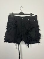 Shredded Denim Trucker Cutoffs