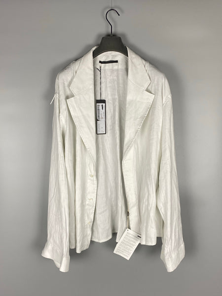 Linen-Blend Three Button Blazer