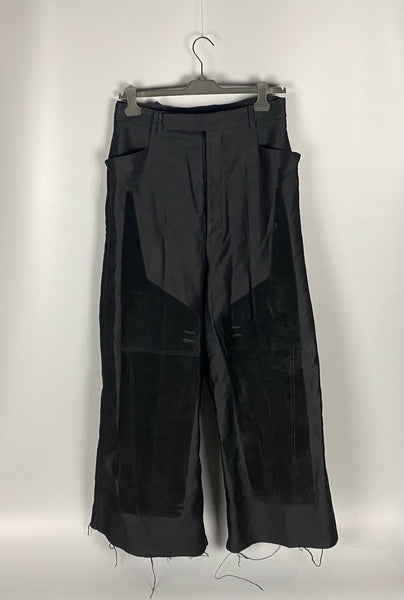 FW19 'LARRY' Black/Black Suede Patch Larry Trousers