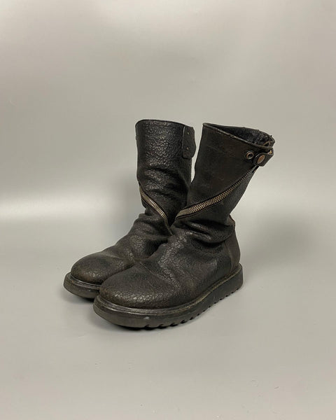 FW13 'PLINTH' Cracked Leather Spiral Zip Creepers –